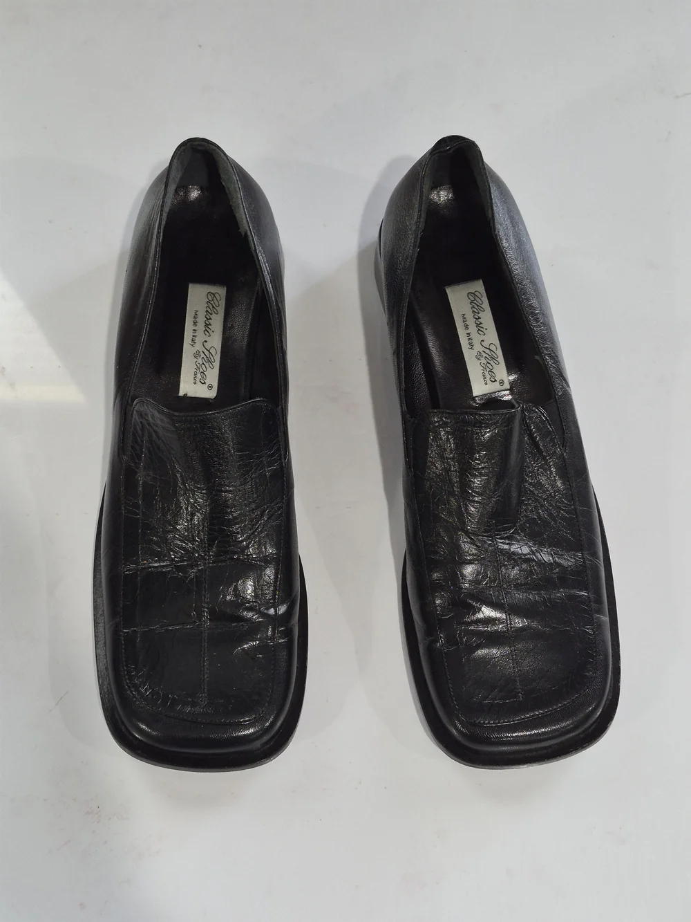 Classic Men's Black Leather Slip-On Loafers Size  10.5-11
